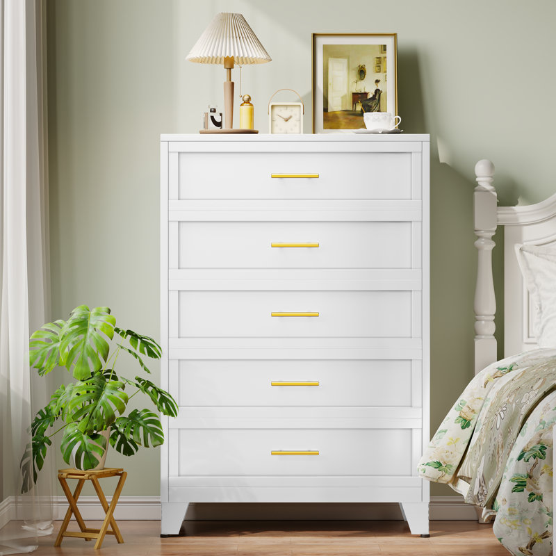 George Oliver 5 Drawer Metal Bedroom Dresser Closet Drawers Chest For Collection And Stoarge Wayfair